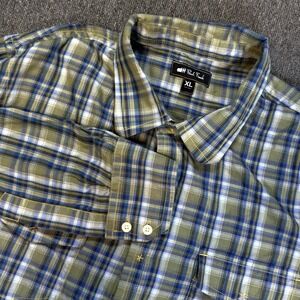 Paul Frank Long Sleeve Hidden Snap Button Up Shirt Green Size XL Elbow Patches